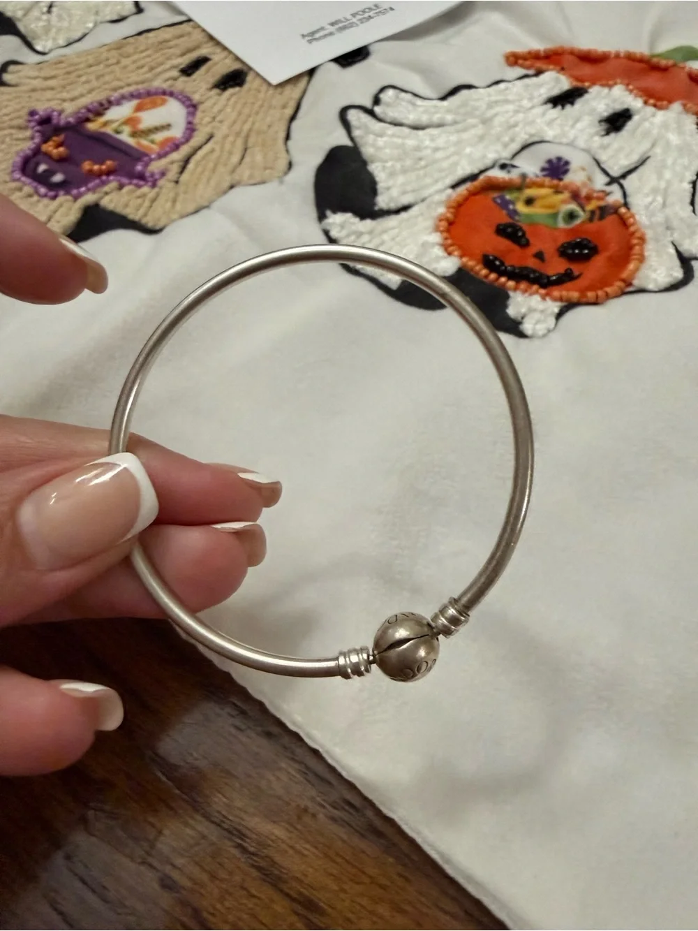Pandora Silver Round Clasp Bangle Bracelet